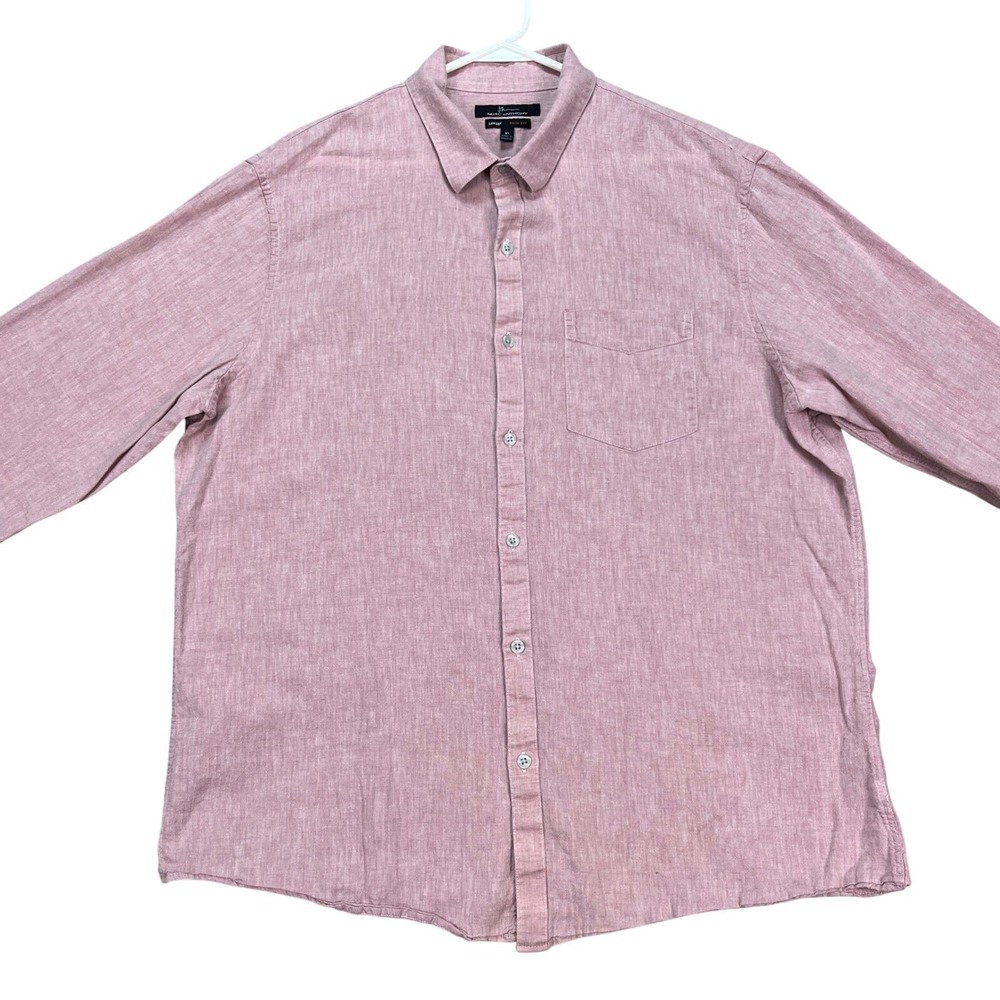 Marc Anthony Shirt Mens XL Red Slim Fit Long‎ Sleeve Button Down Linen Blend